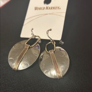 Cost Plus World Market Silver and Gold Disc Earrings